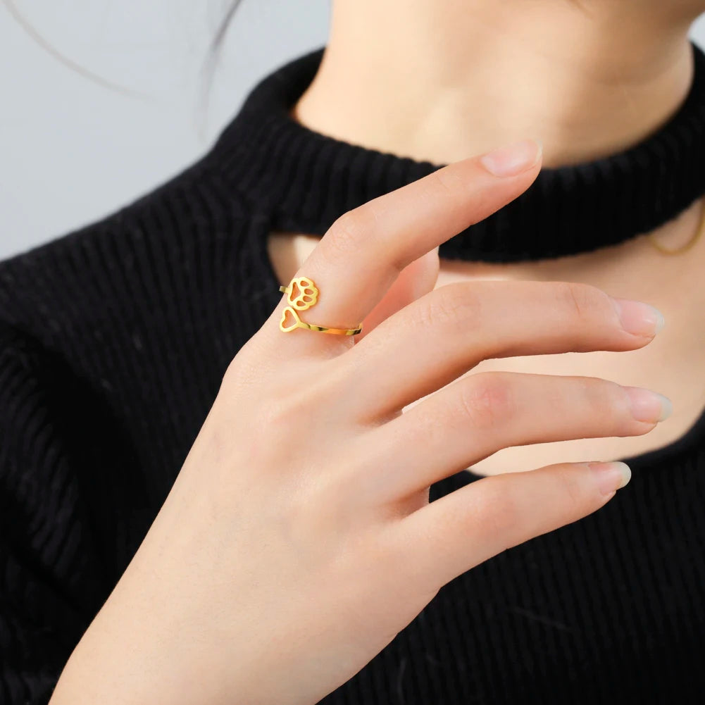 Pawprint Resizable Ring