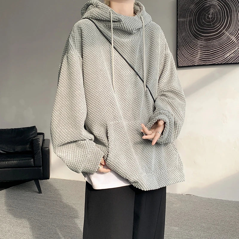 Harajuku Corduroy Hoodies Men High Quality Streetwear Loose Y2k Hip Hop Hooded Sweatshirts Couple Clothing Female Pullovers