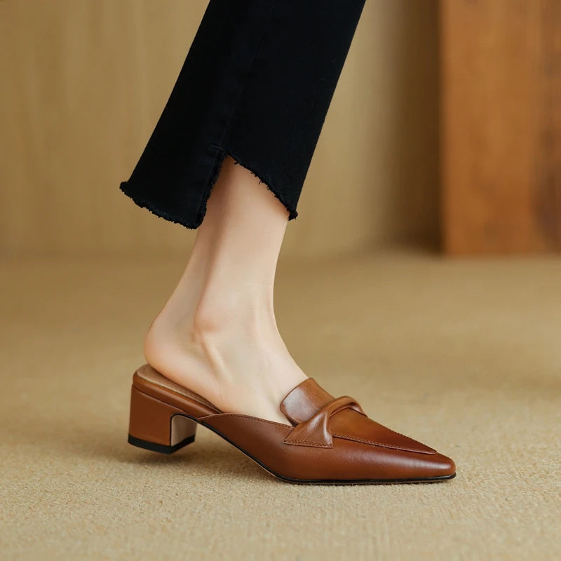 Elara Genuine Leather Flats