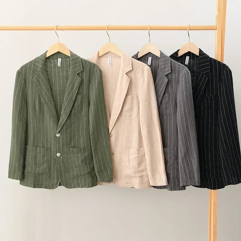 Thaden Men's Cotton Linen Striped Blazer