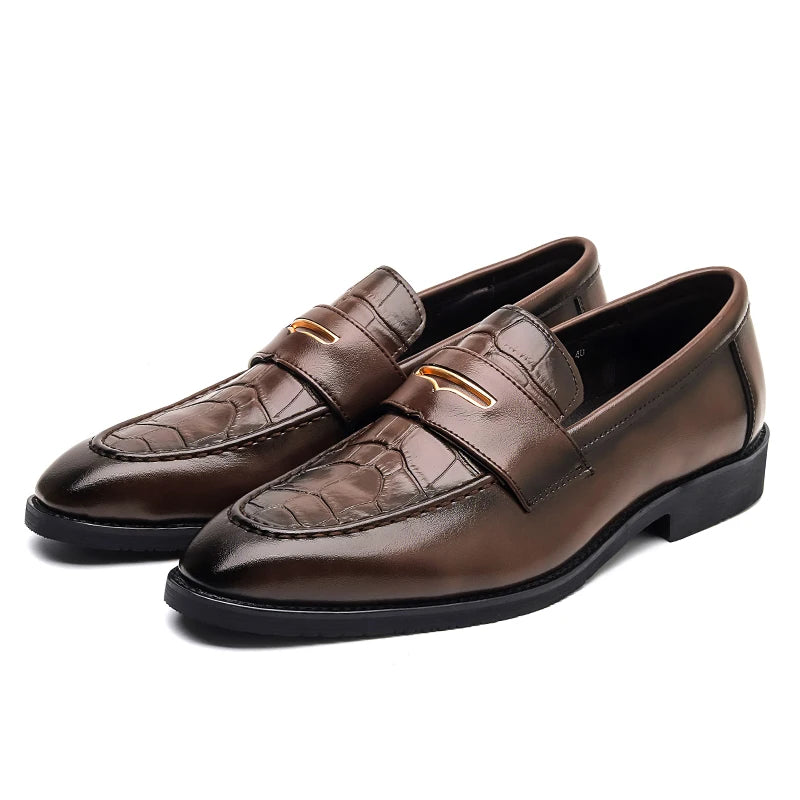 Dante Genuine Leather Crocodile Loafers