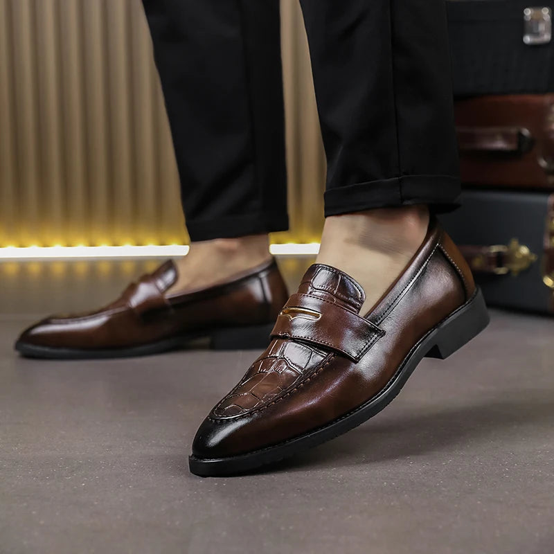 Dante Genuine Leather Crocodile Loafers