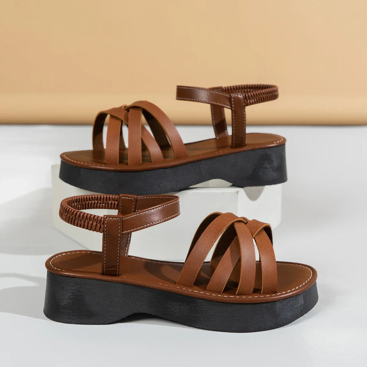 MARCELLA ROMAN WEDGE SANDALS