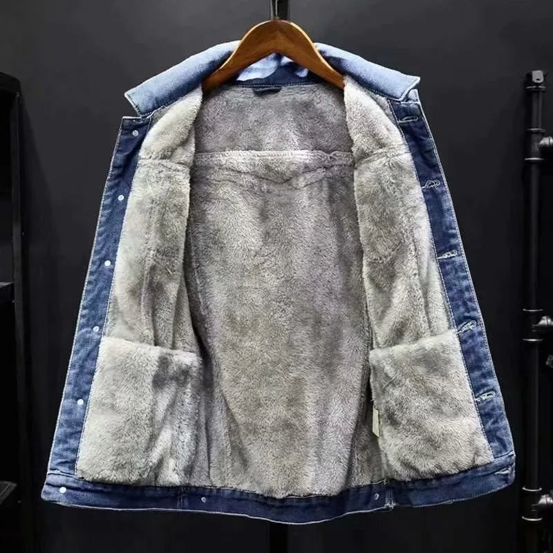 DENIM FLEECE LINED COAT