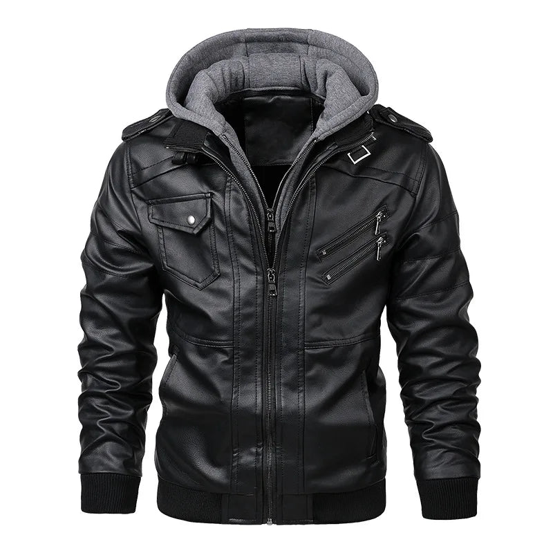 Reid Moto Leather Detachable Hood Jacket