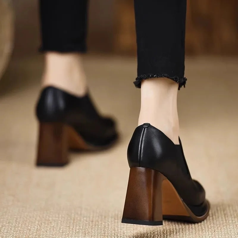 Marina Platform Leather Heels