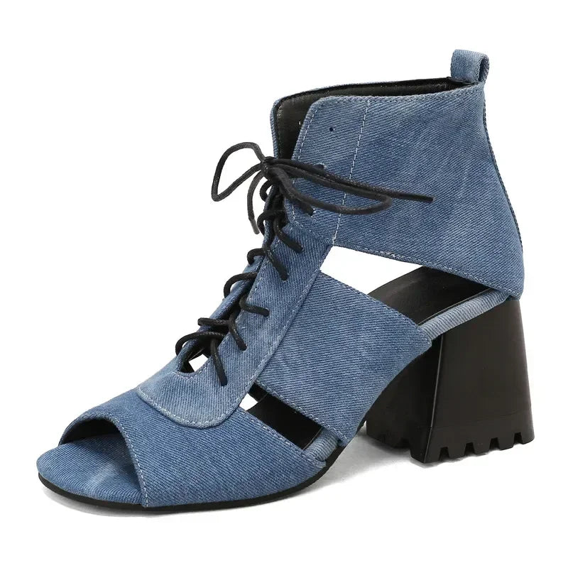 Marlowe Denim Gladiator Heels