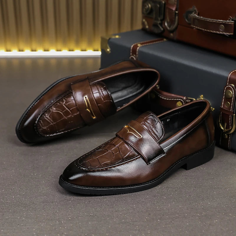 Dante Genuine Leather Crocodile Loafers