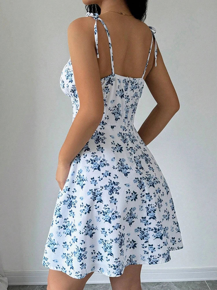 Roslyn Floral Tie-Strap Mini Dress