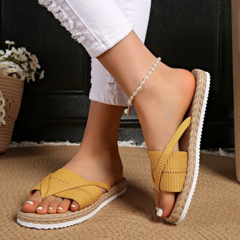 Solana Woven Crossover Slide Sandals