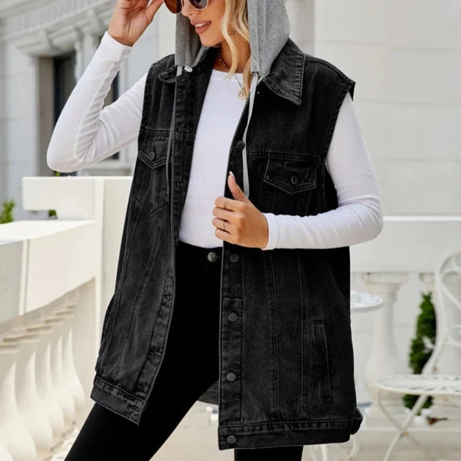 AVERY HOODED DENIM VEST