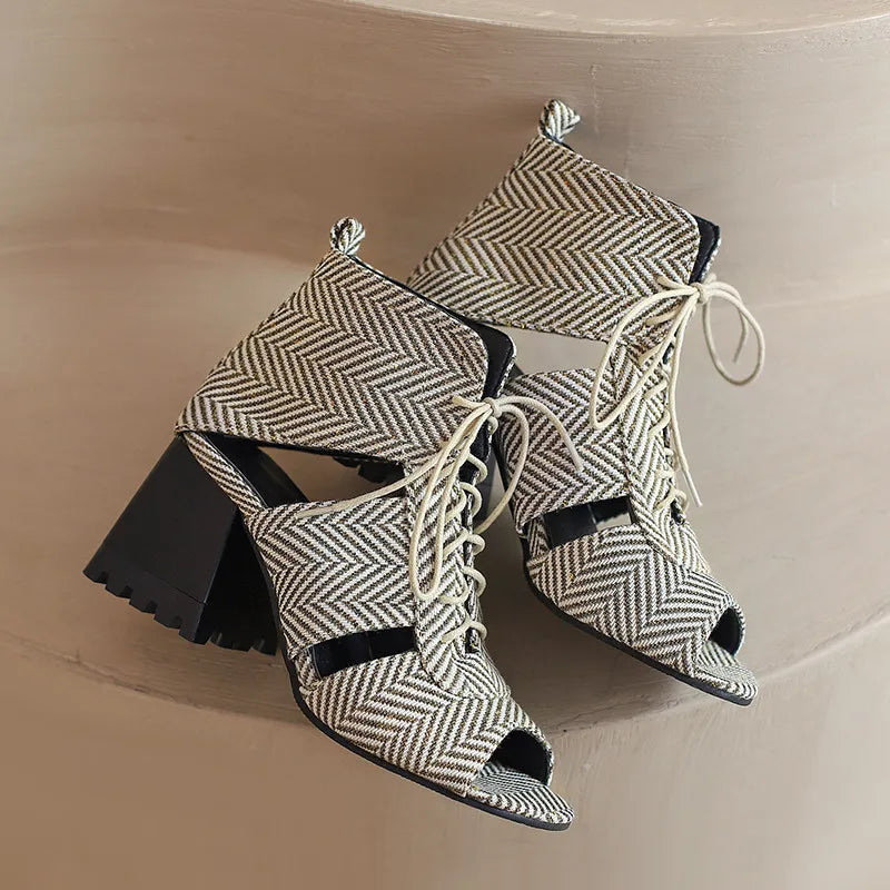 Marlowe Denim Gladiator Heels