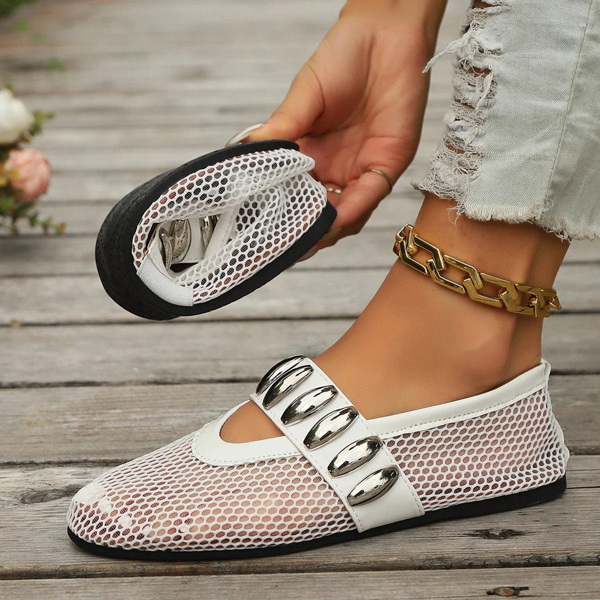 Summer Fashion Leisure Women Flats Buckle Strap Ballerinas Woman Female Shoes Round Toe Modis Casual Sneaker Ballet Dress Cute