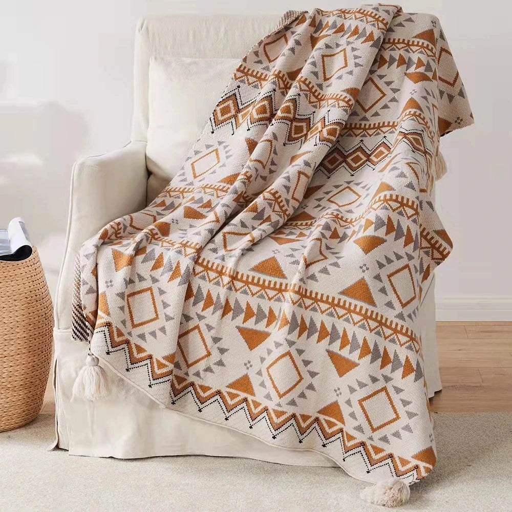 AZTEC TASSELED THROW BLANKET