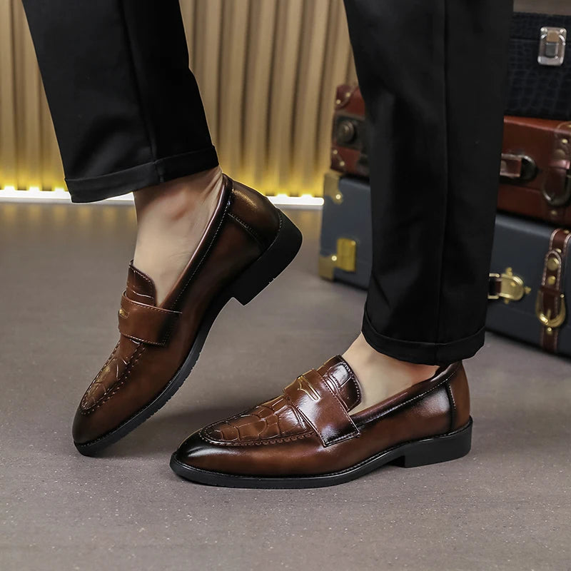 Dante Genuine Leather Crocodile Loafers