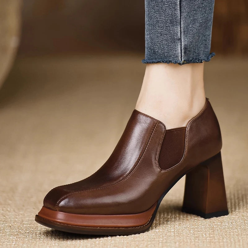 Marina Platform Leather Heels