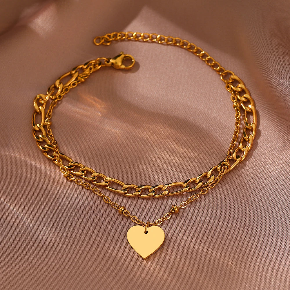 DOUBLE LINK HEART BRACELET