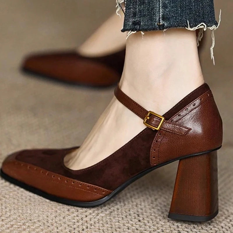 Avery Brogue Block Heels