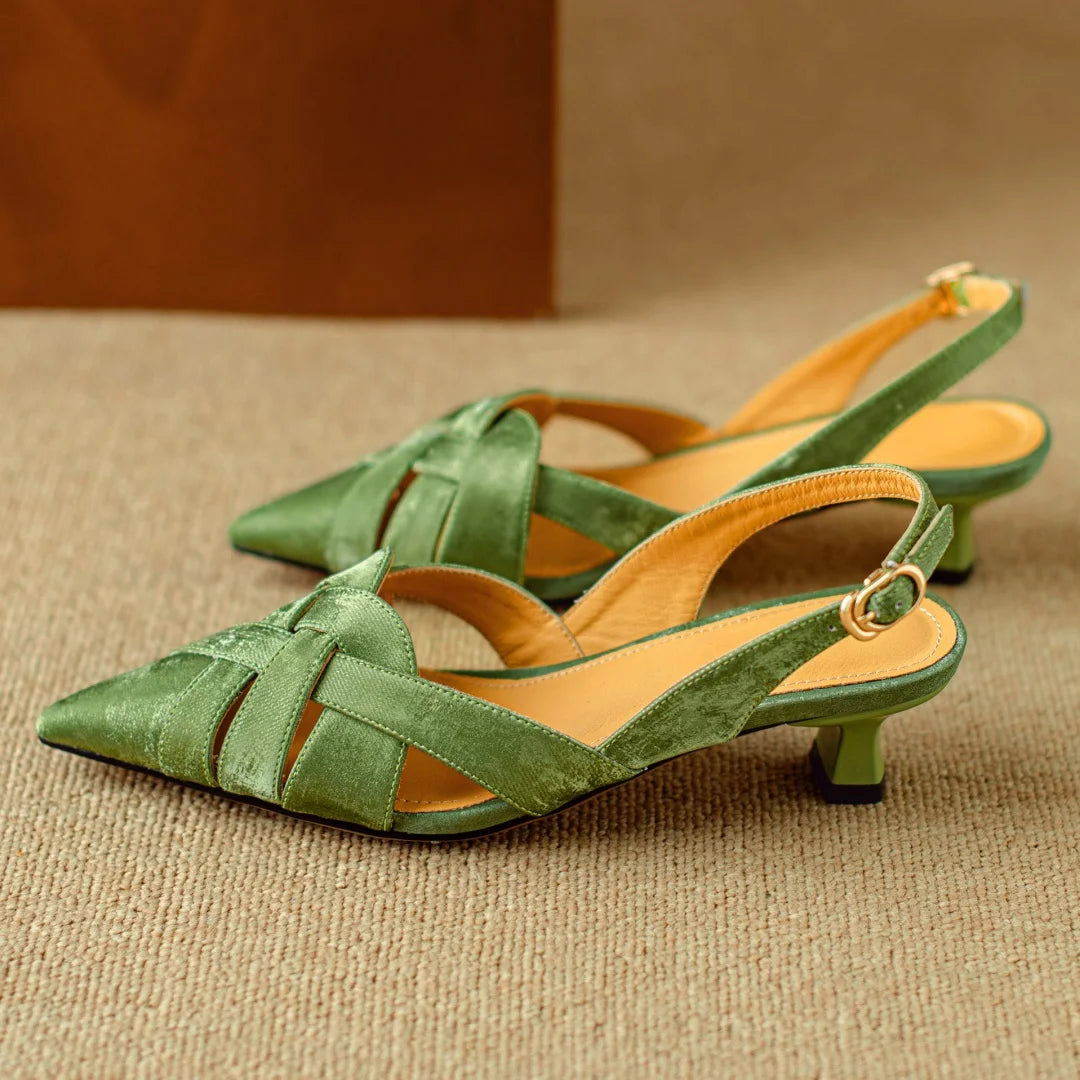Viana Genuine Leather Slingback Heels