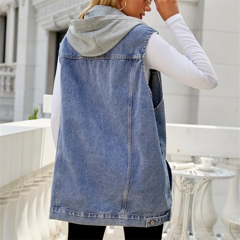 AVERY HOODED DENIM VEST