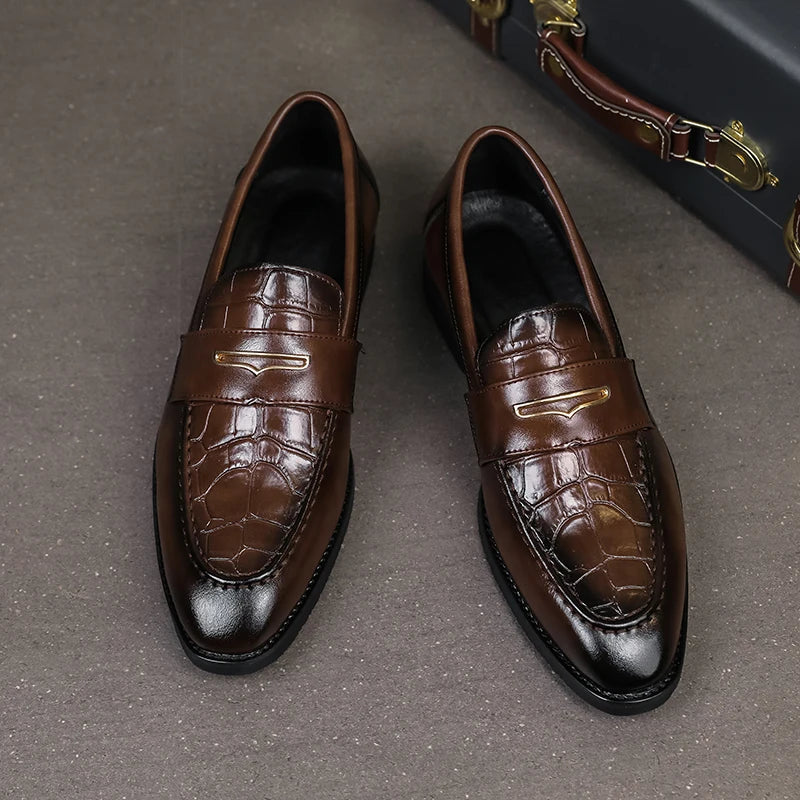 Dante Genuine Leather Crocodile Loafers