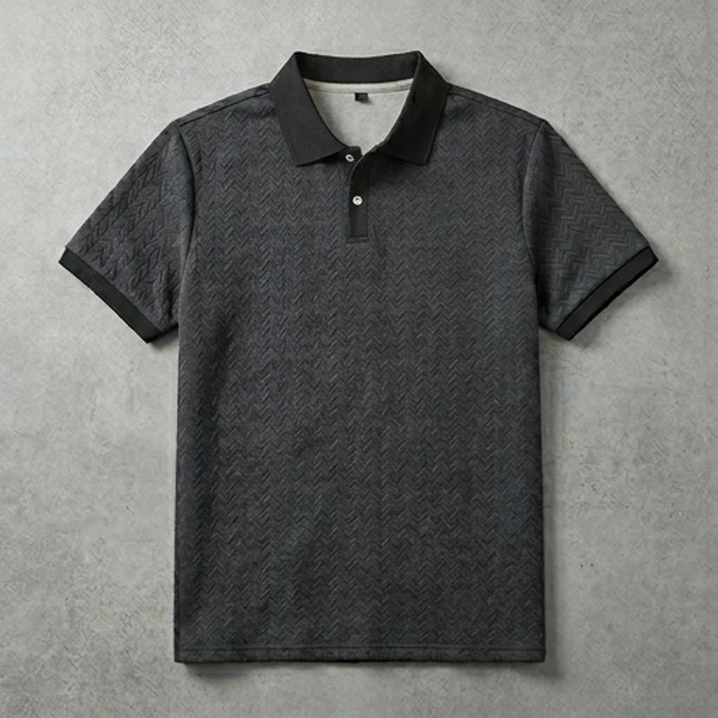 Dark Grey Men's Casual T-shirt Summer Short Sleeve Male Clothing High Quality Tops Tee Black White Polo Tshirt Fashion T Shirt Men flat lay product photo