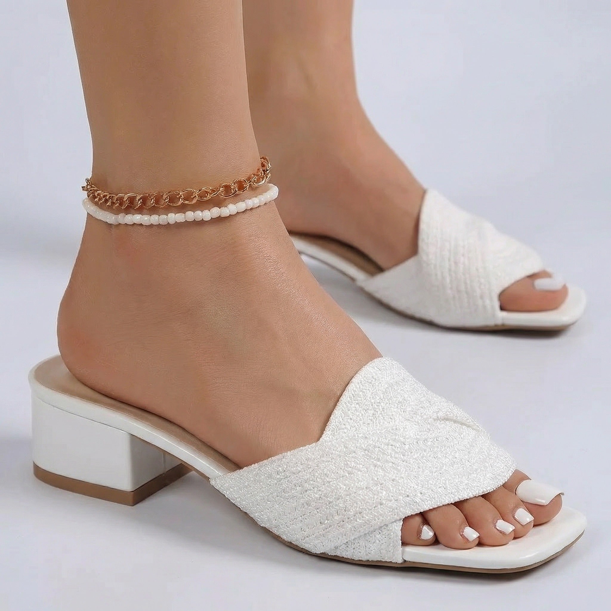 Athena Woven Block Heel Sandals