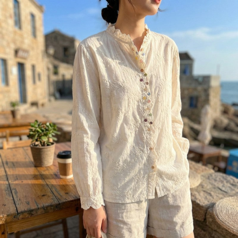 Avery Embroidered Cotton Blouse