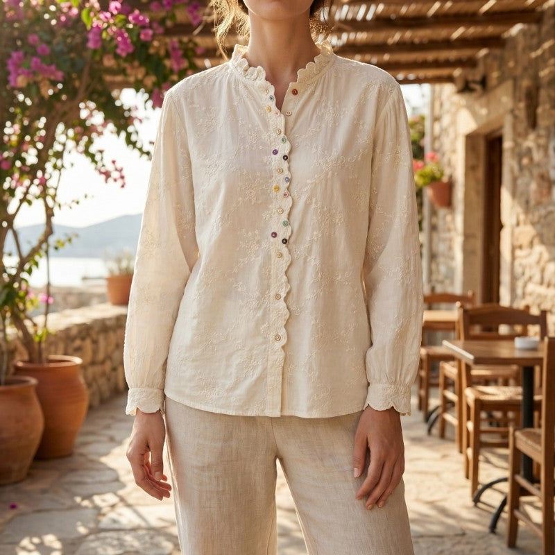 Avery Embroidered Cotton Blouse