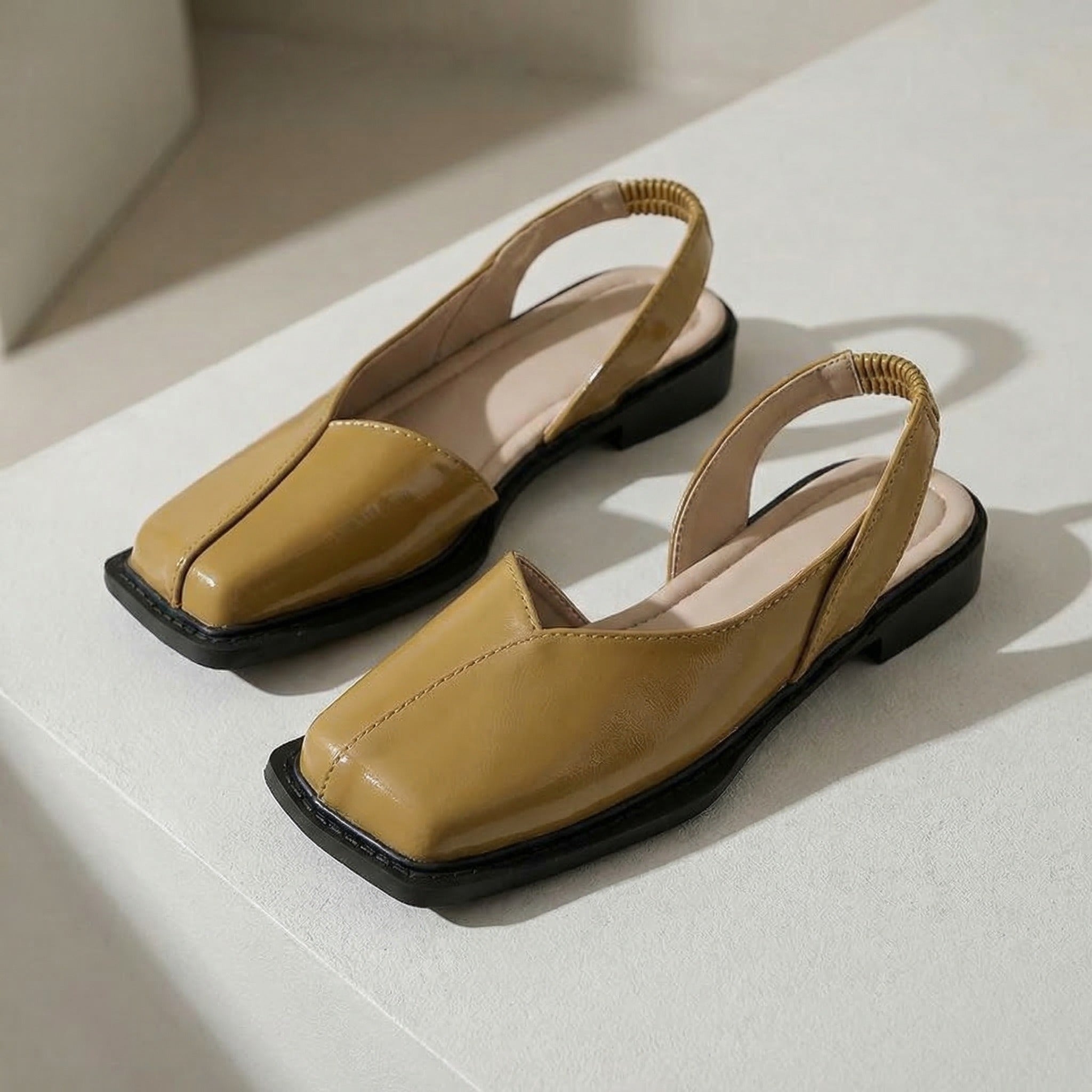 Cleo Square Toe Slingback Flats