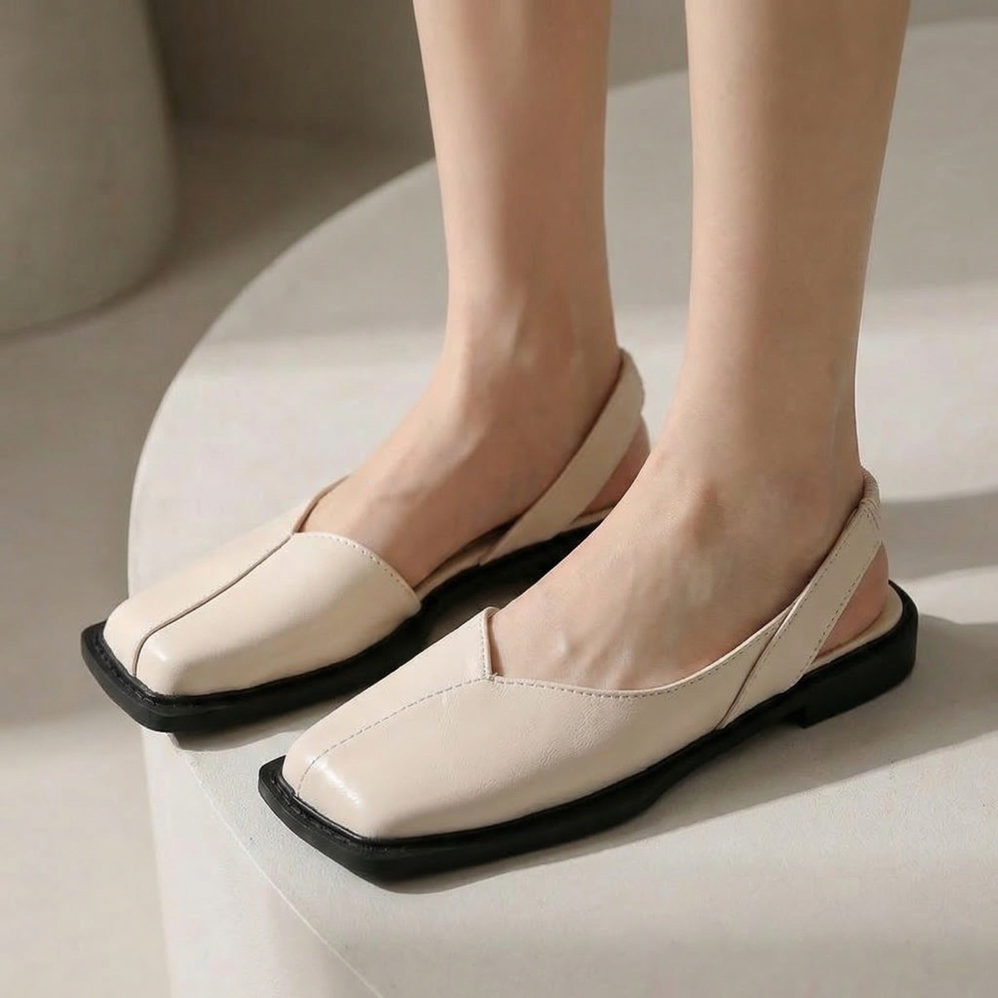 Cleo Square Toe Slingback Flats