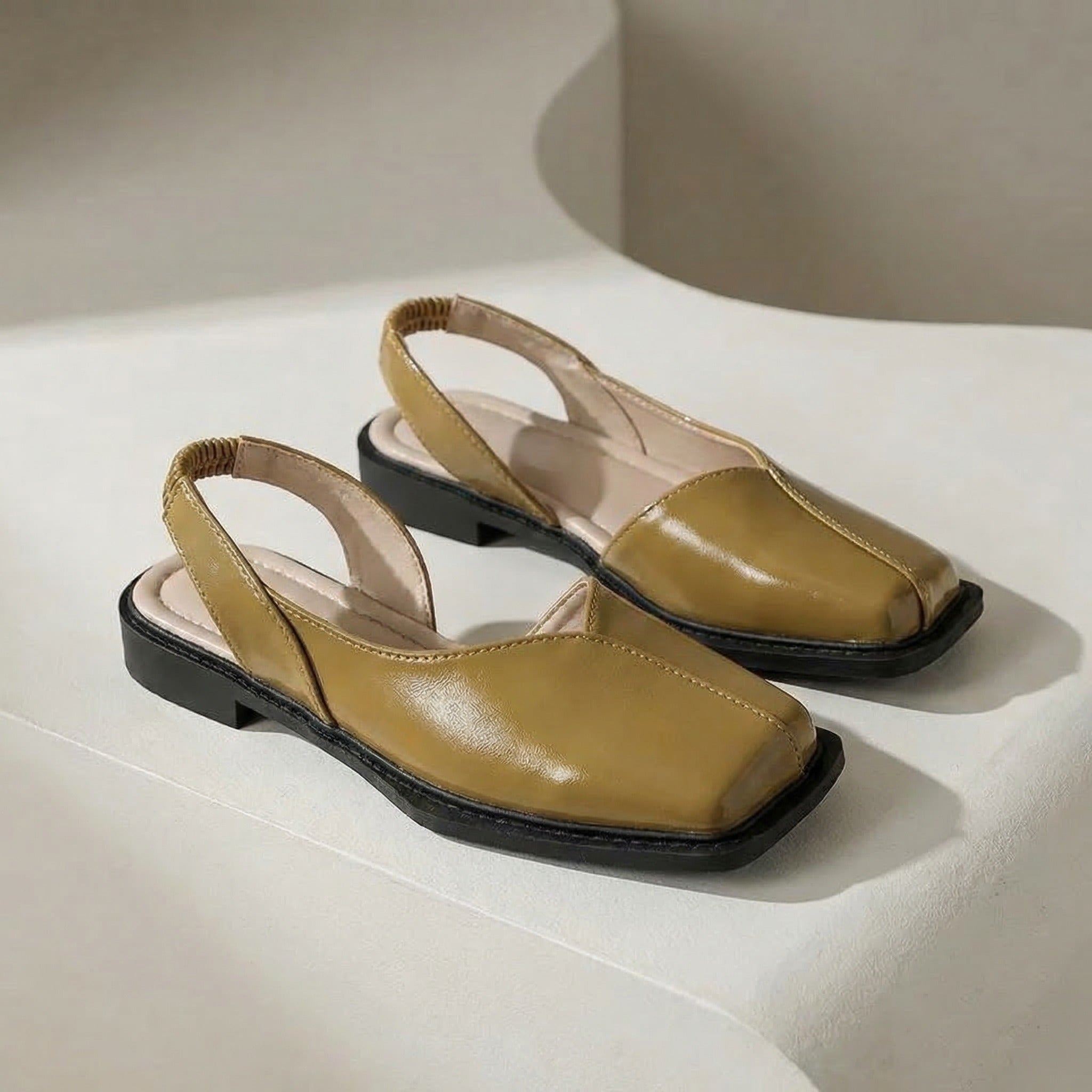 Cleo Square Toe Slingback Flats