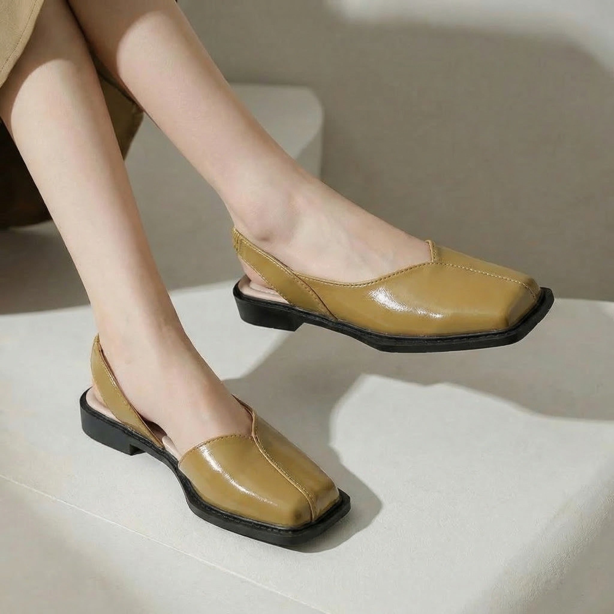 Cleo Square Toe Slingback Flats