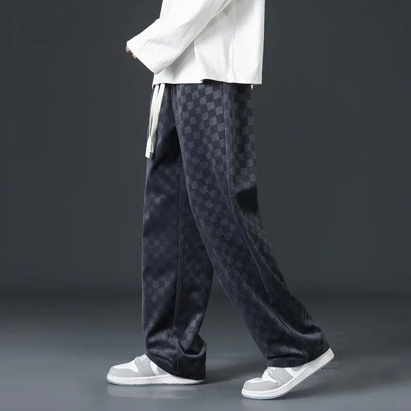 SELECT CHECKERED CORDUROY SWEATPANTS