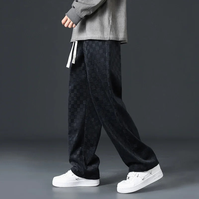 SELECT CHECKERED CORDUROY SWEATPANTS