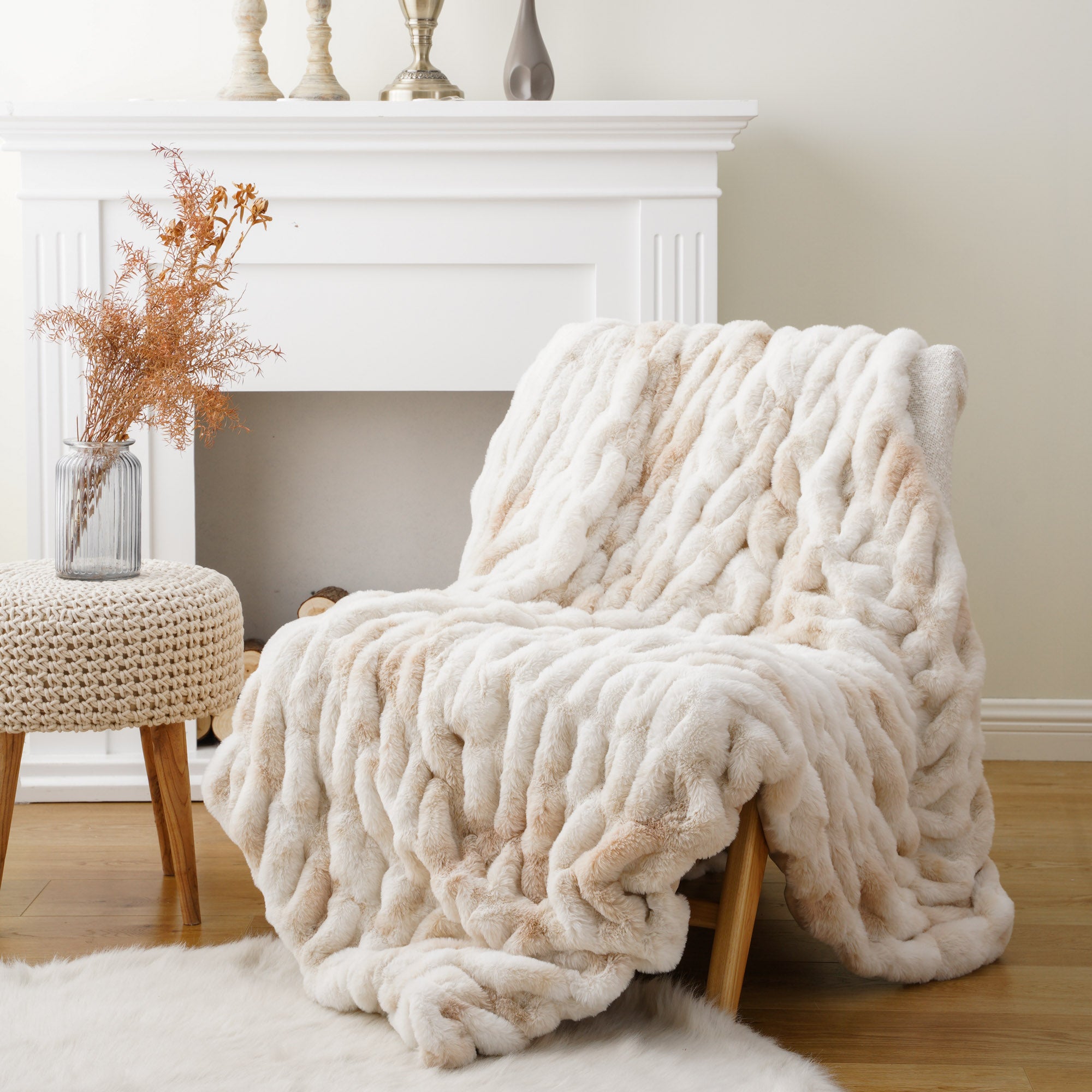 SOFT LUXE RABBIT FUR THROW BLANKET