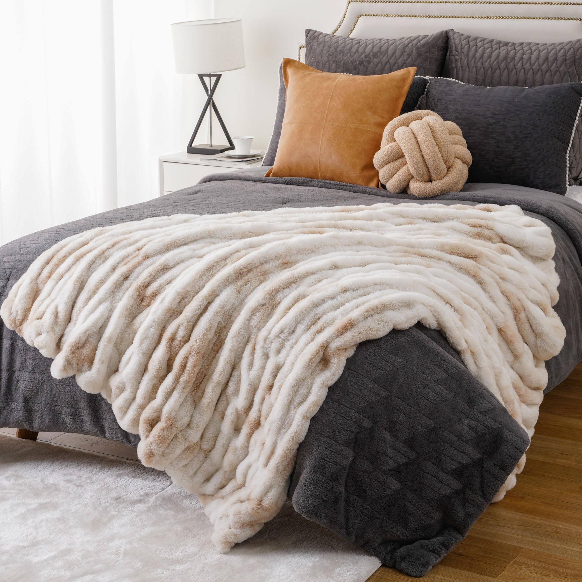 SOFT LUXE RABBIT FUR THROW BLANKET