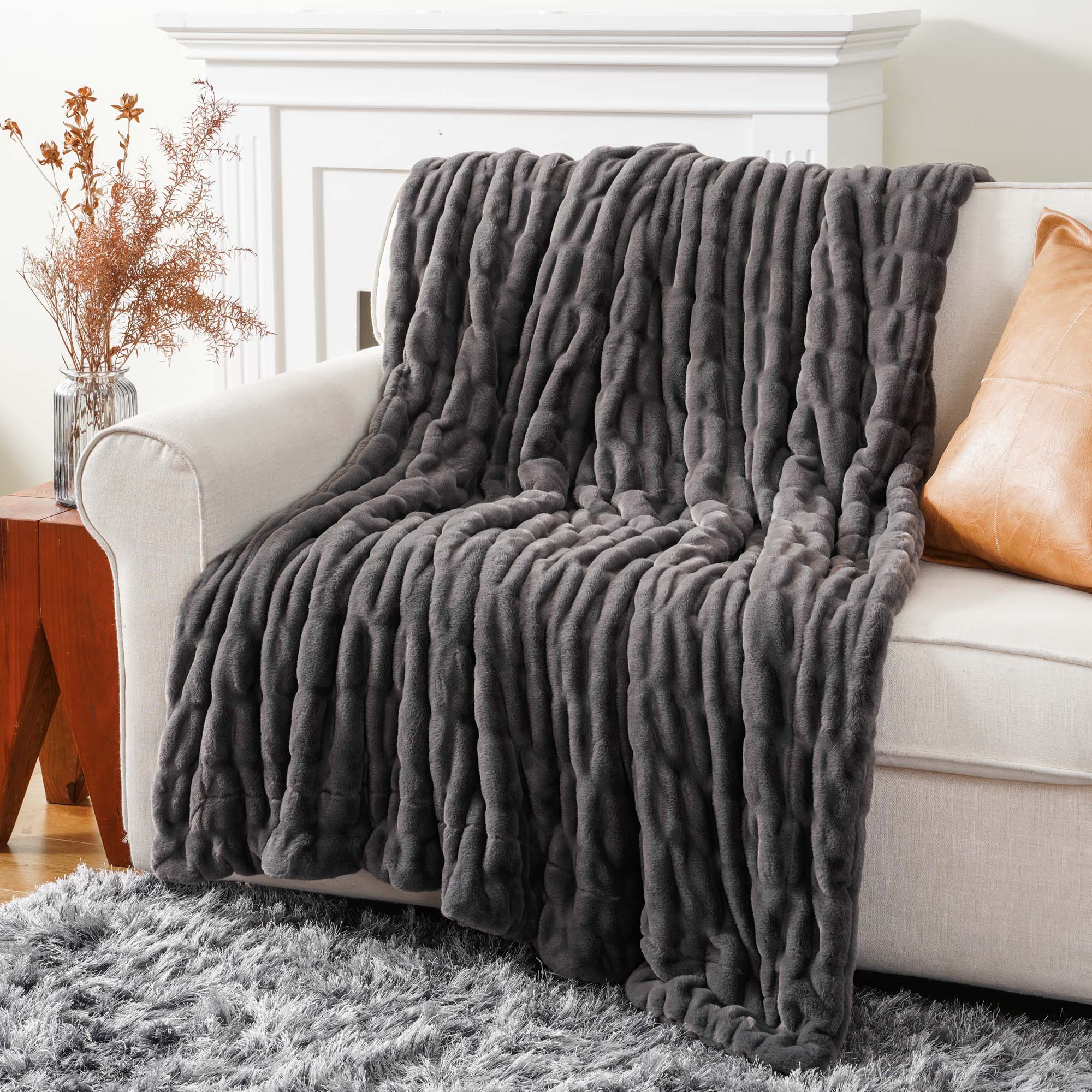 SOFT LUXE RABBIT FUR THROW BLANKET