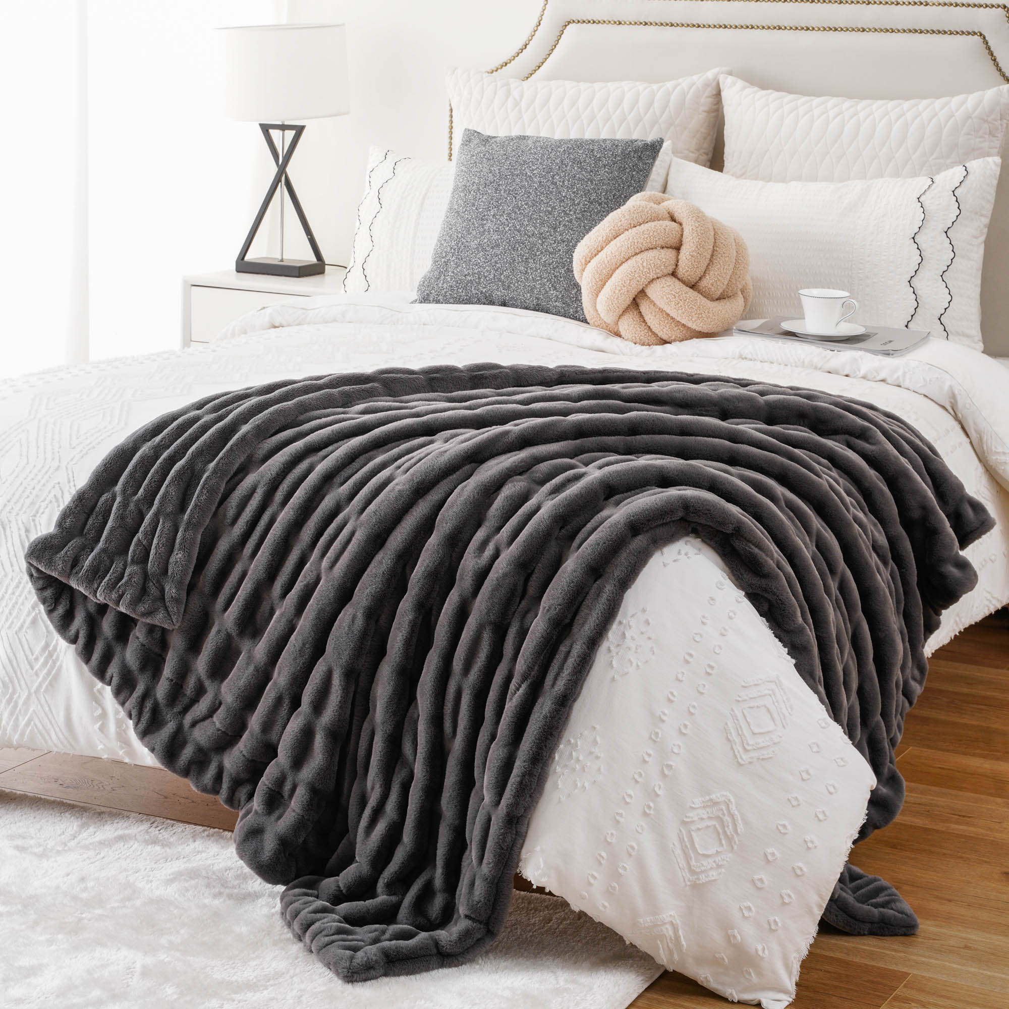 SOFT LUXE RABBIT FUR THROW BLANKET