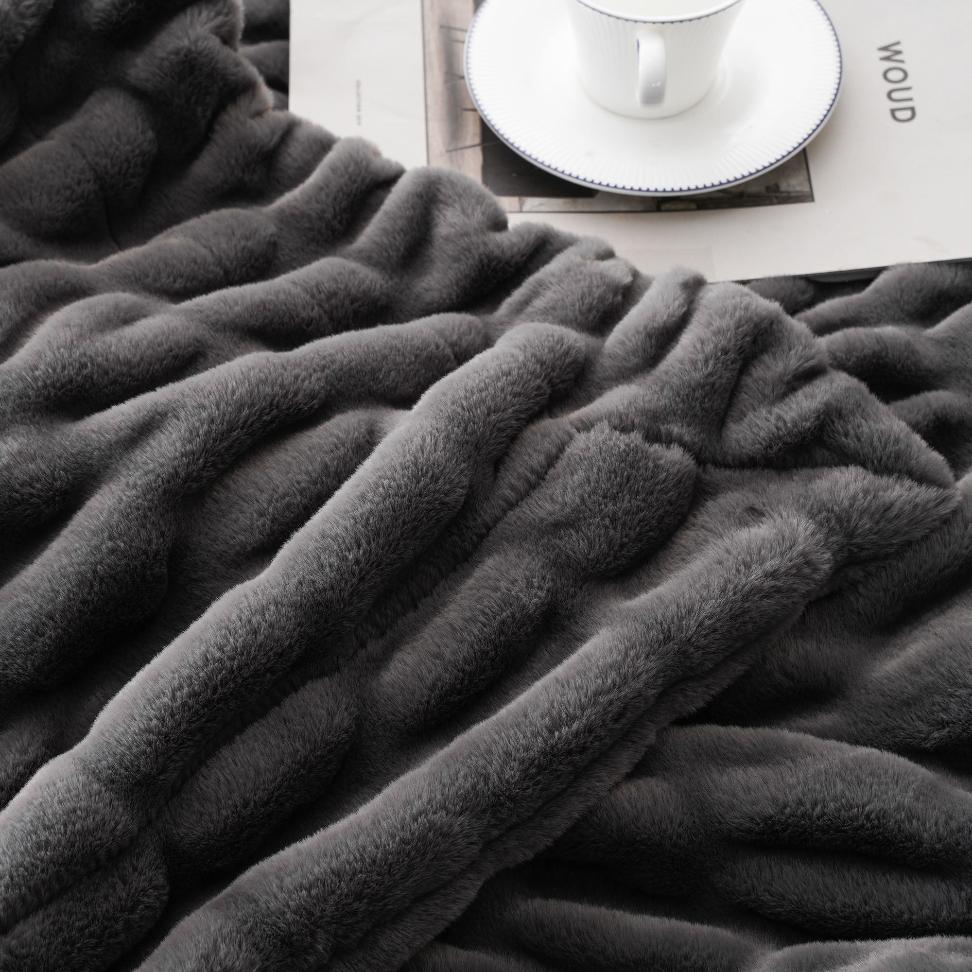 SOFT LUXE RABBIT FUR THROW BLANKET