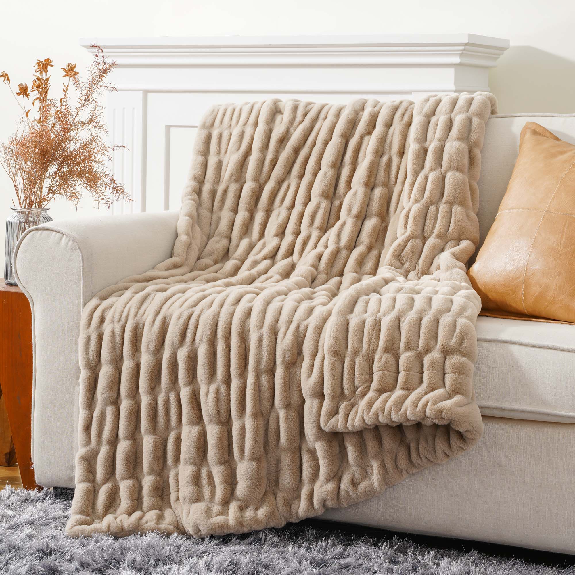 SOFT LUXE RABBIT FUR THROW BLANKET