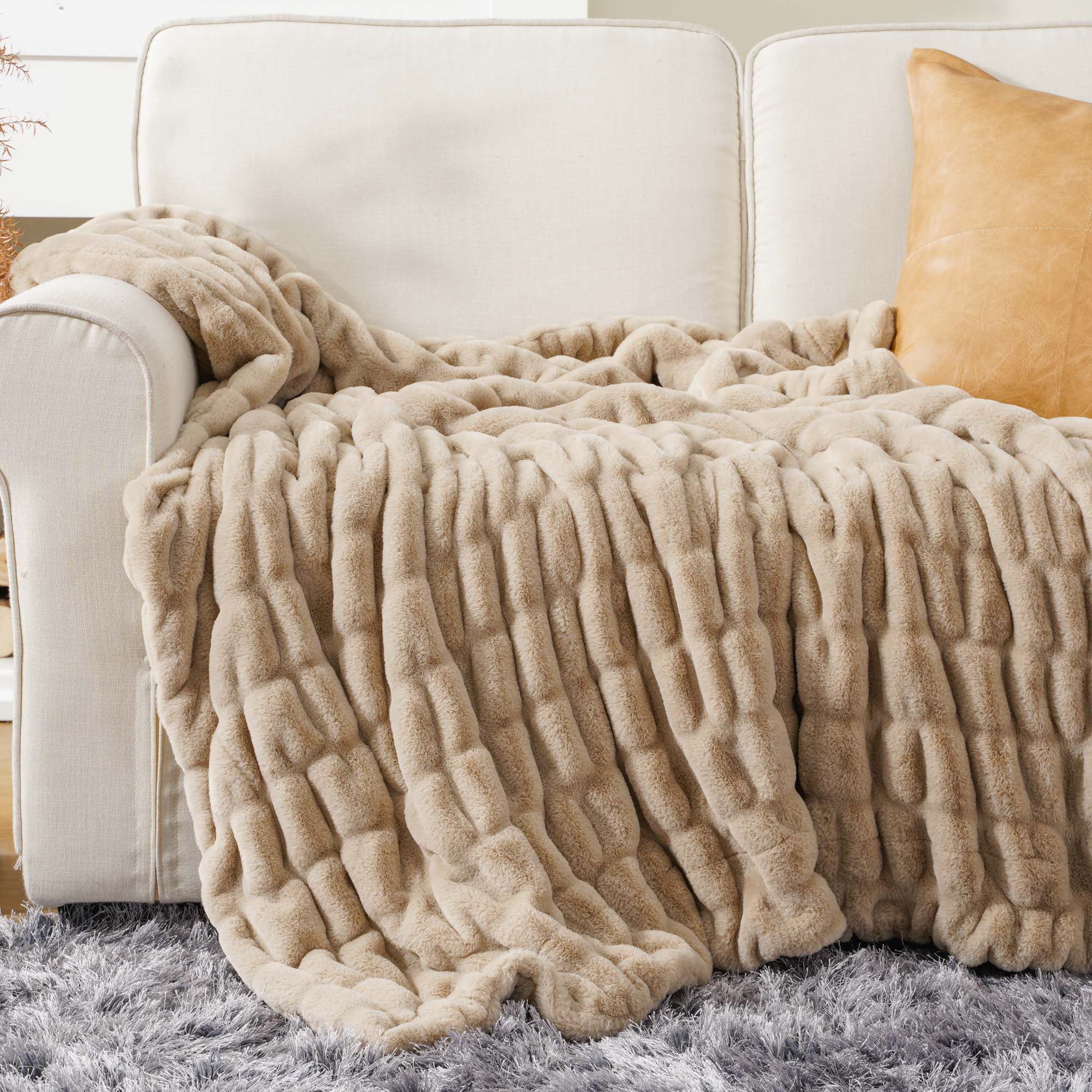 SOFT LUXE RABBIT FUR THROW BLANKET