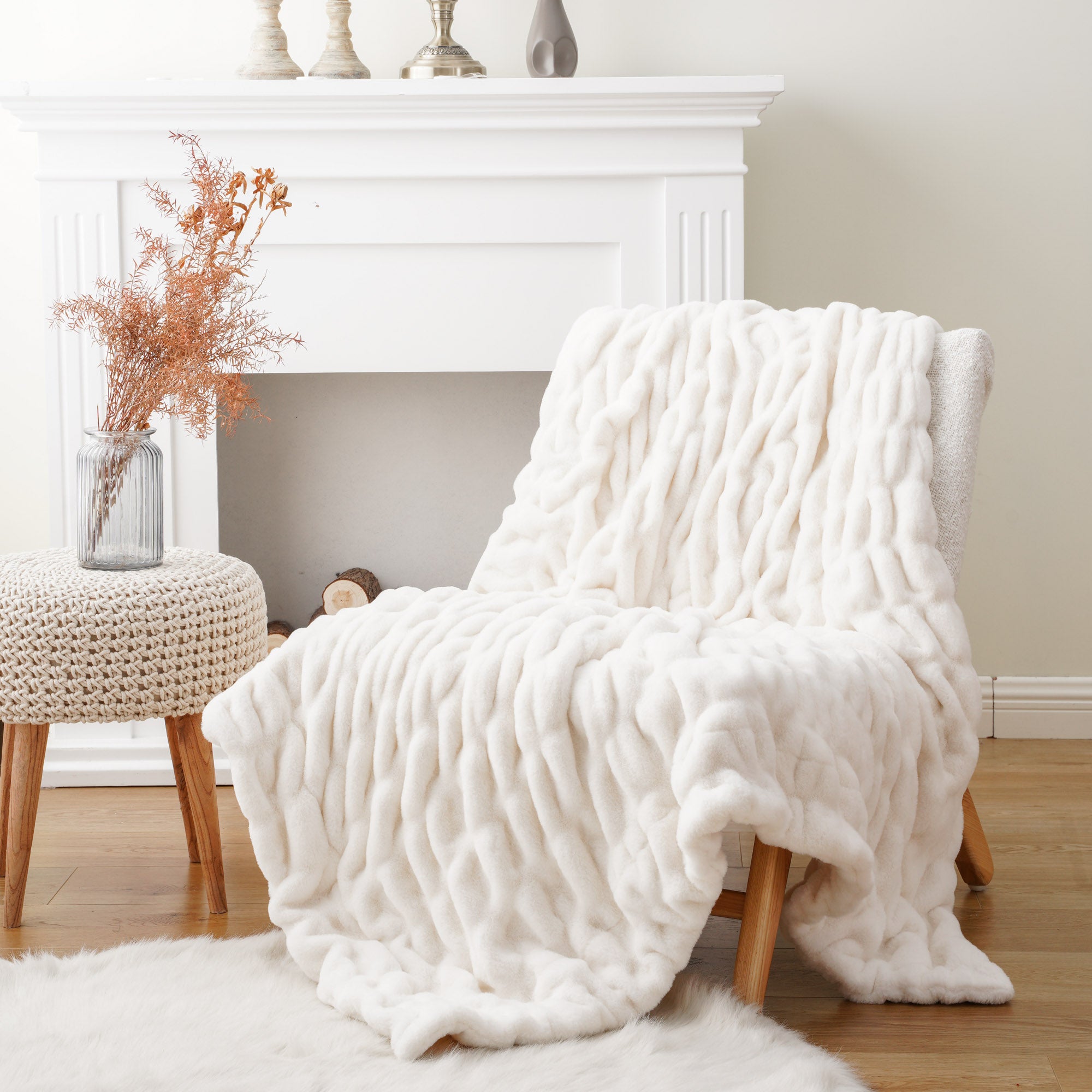 SOFT LUXE RABBIT FUR THROW BLANKET