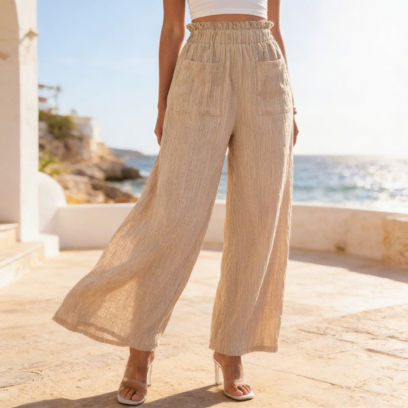 Solane Linen Wide-Leg Pants