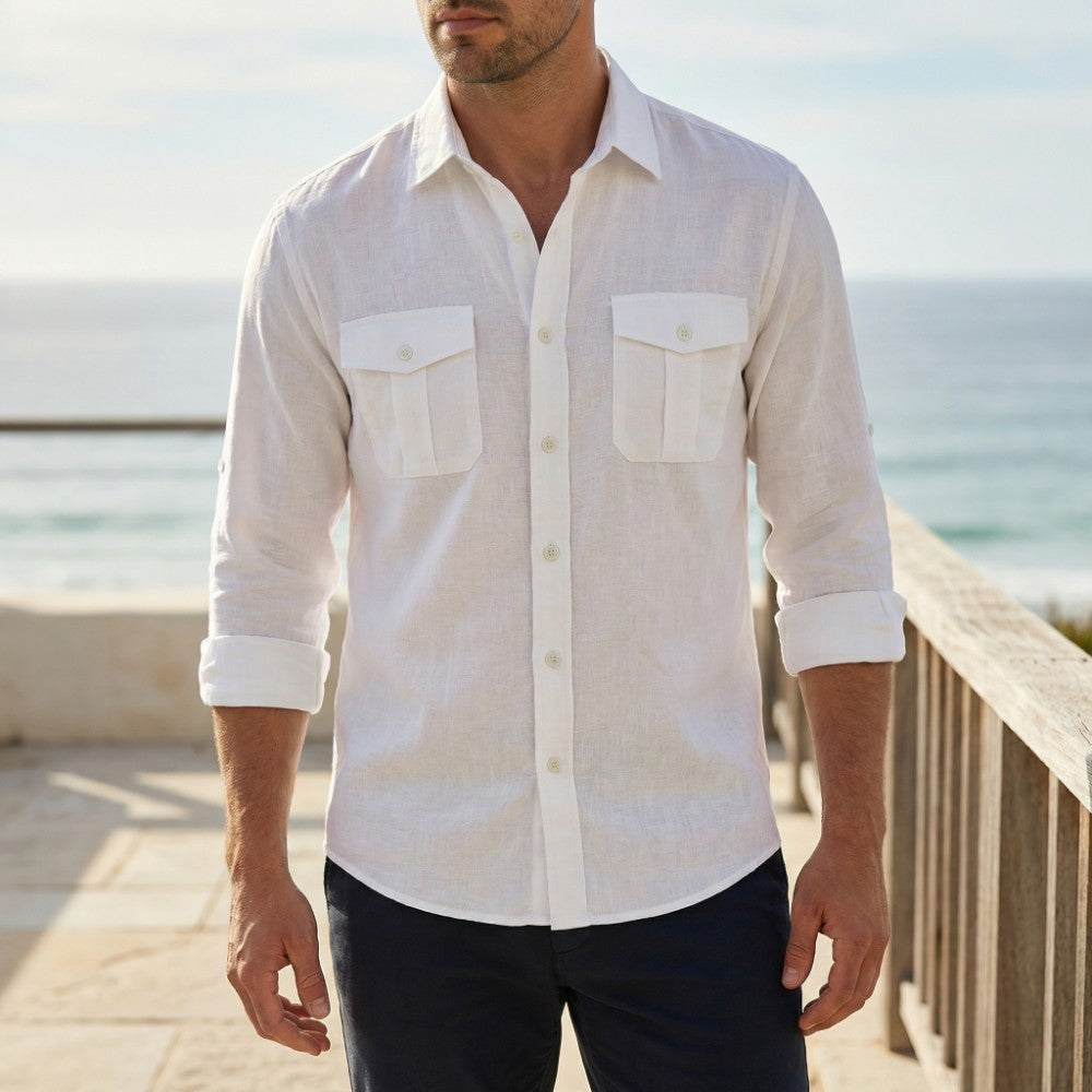 Ashford Linen Blend Button-Up Shirt