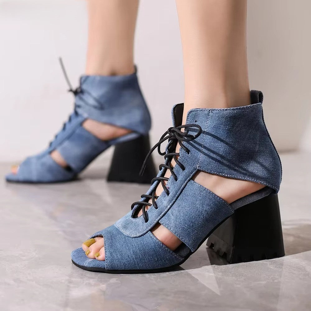Marlowe Denim Gladiator Heels