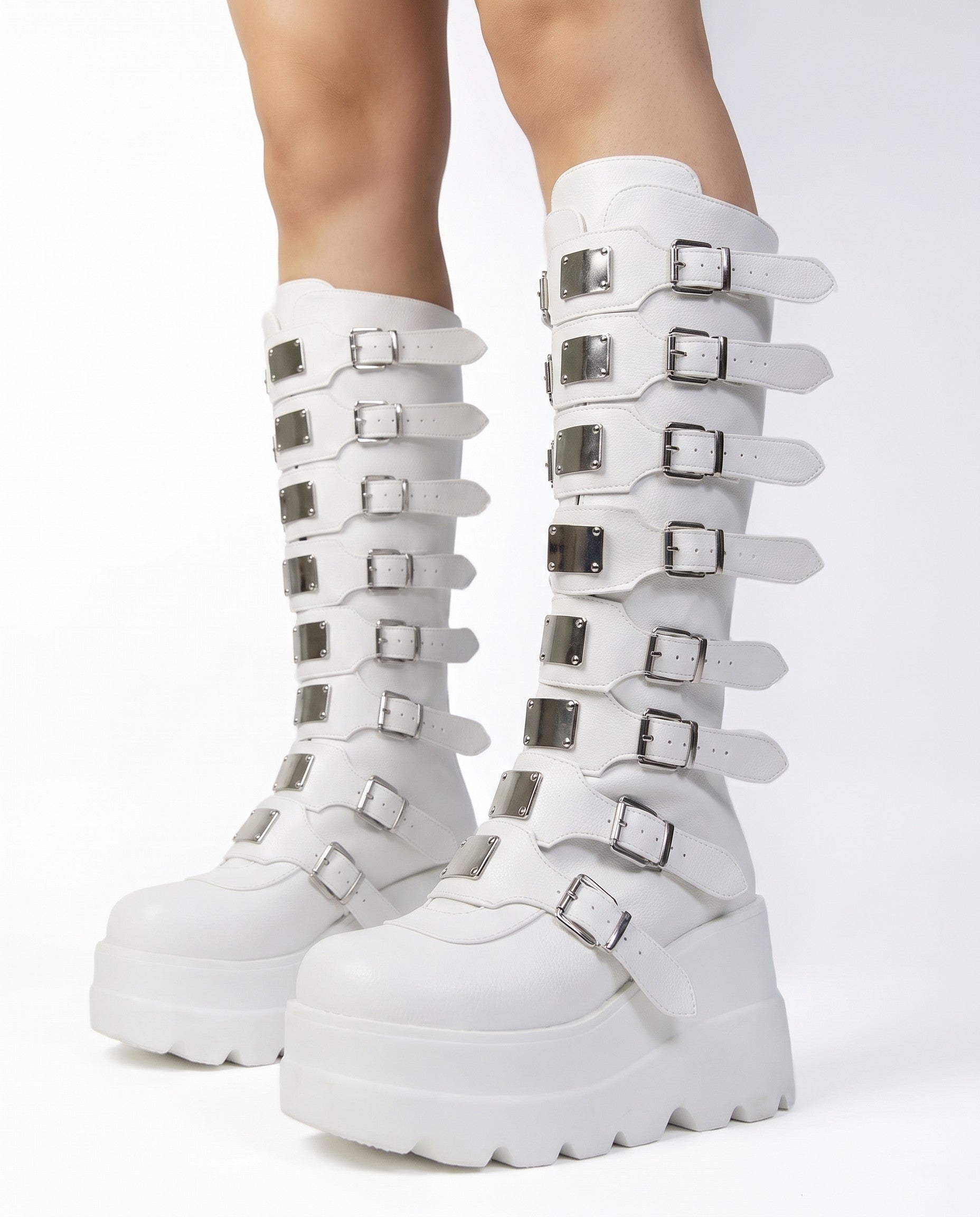 Raven Buckle Platform Boots
