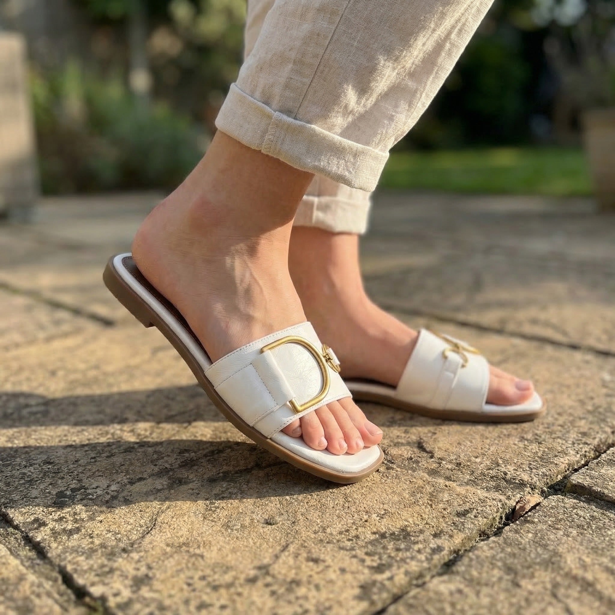 Aurelia Leather Slide Sandals